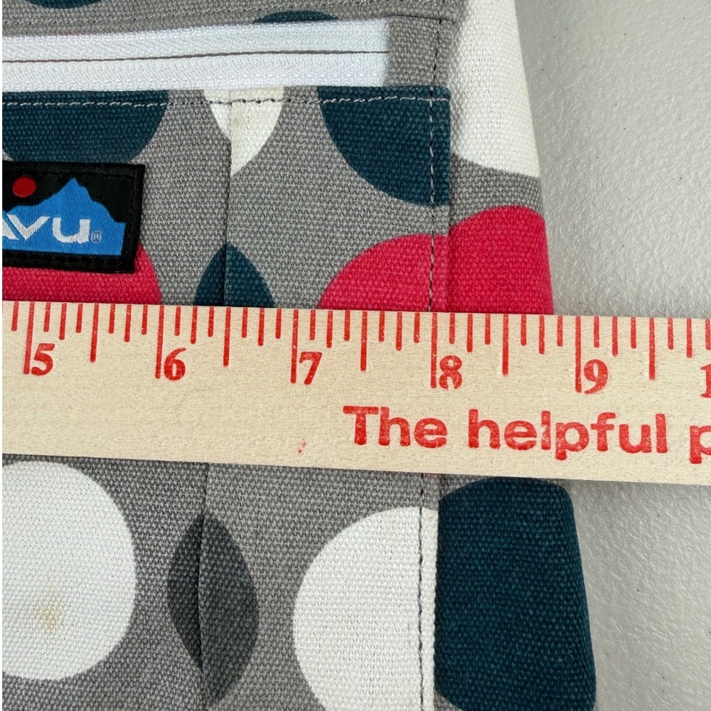 KAVU Keeper Crossbody Bag Grey Red Polka Dot Canvas Rope Strap Travel Purse - Picture 9 of 9